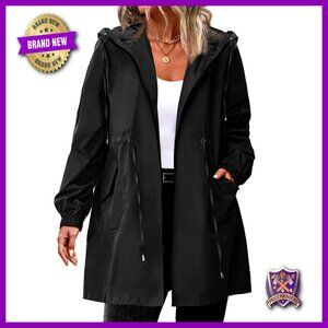 Lightweight Waterproof Raincoat Long Hooded Windbreaker Plus Size Outdoor Jacket
